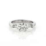 1.52CT Round Cut Diamond Engagement Ring with Tapered Baguettes